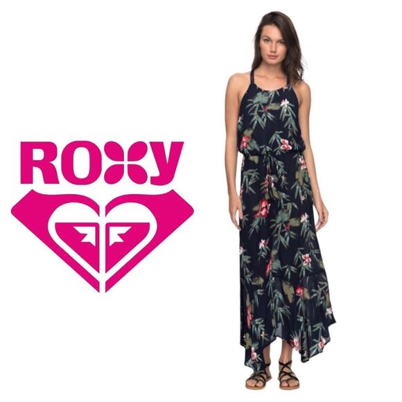 ROXY ~ GROOVE THE PHYSICAL DRESS ~ Tropical Drawstring Dress ~ XS - Picture 1 of 10